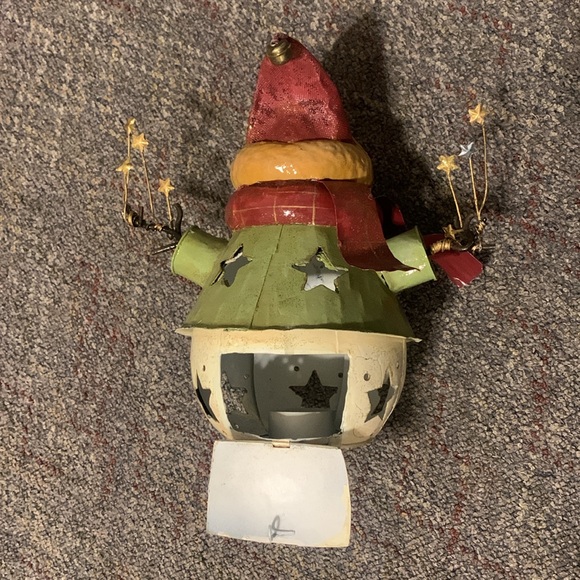 Vintage Y2K Metal Snowman Luminary Christmas Candle Light Holiday Decor 10” - Picture 6 of 7